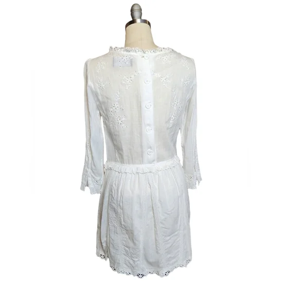 Zadig & Voltaire Deluxe Rex Broderie Embroidery White Eyelet Floral Mini Dress S - Picture 8 of 16